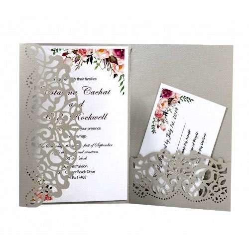 Laser Cut Wedding Invitation Card Wholesale Iridescent Paper
